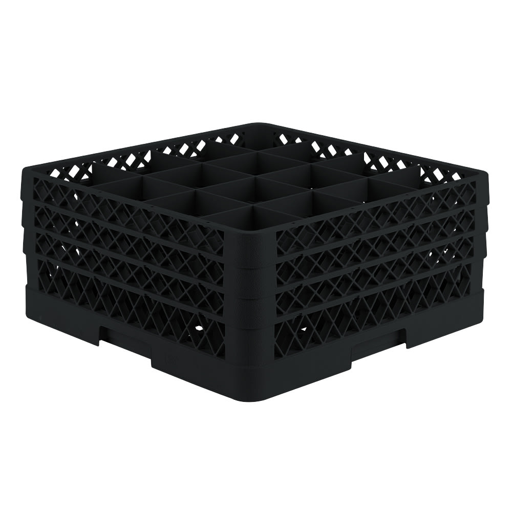 Vollrath TR8DDD Rack-Master Glass Rack w/ (16) Compartments - (3) Extenders, Black