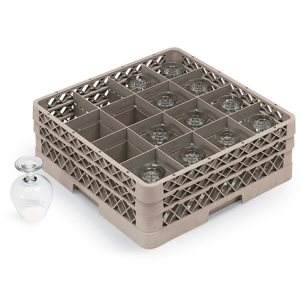 Vollrath TR8DDDDDD Traex® Glass Rack w/ (16) Compartments - (6) Extenders, Beige