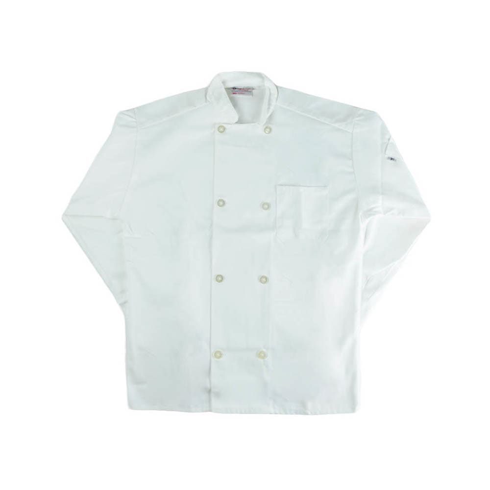Intedge Chef Coat, Double Breasted w/ One Pocket, White, Medium (345BM)