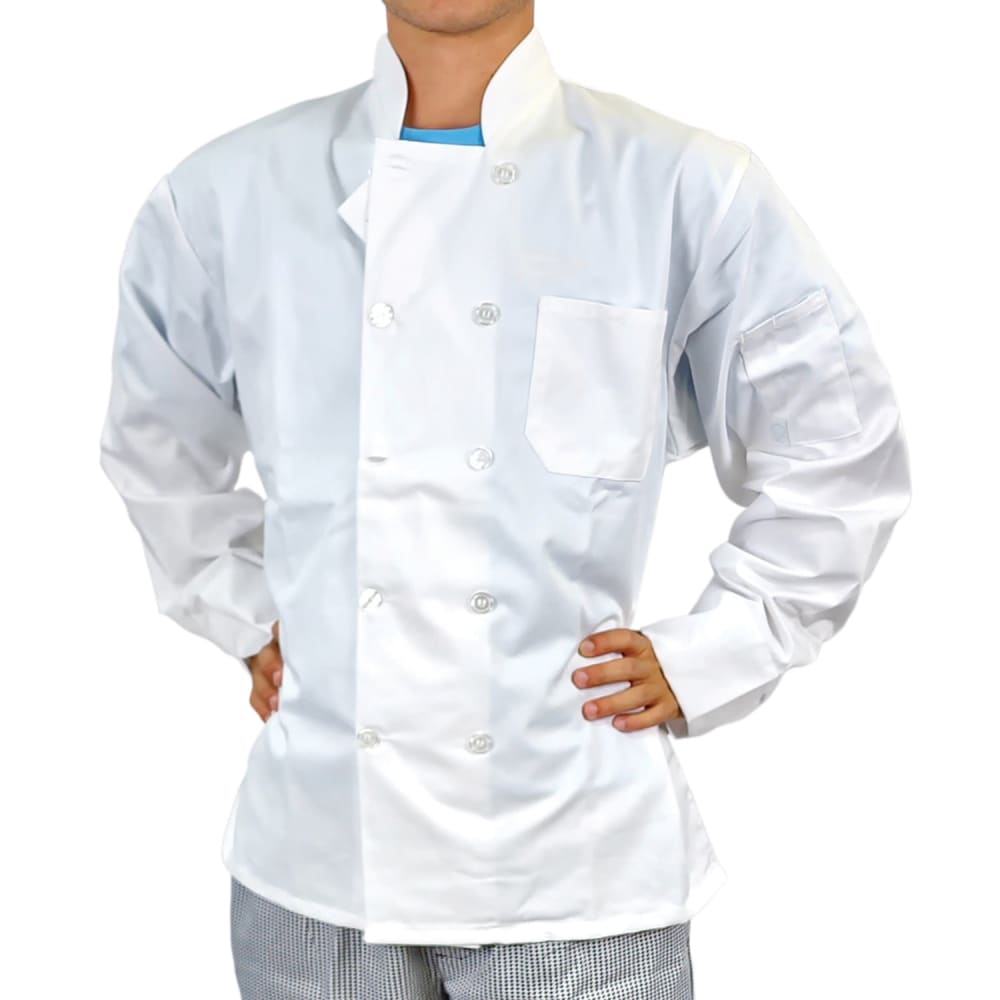 Intedge Chef Coat, Double Breasted w/ One Pocket, White, X-Large (345BXL)