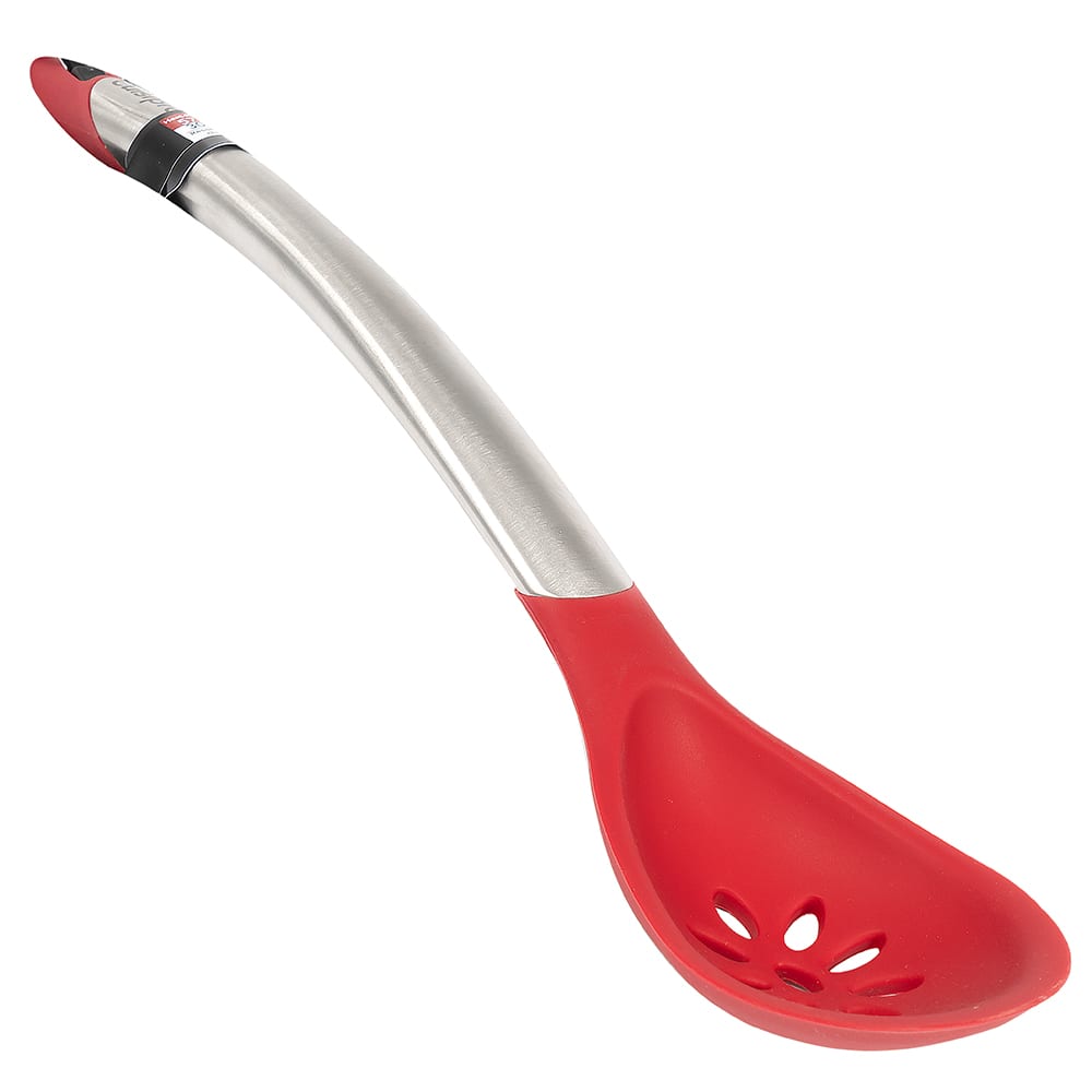 Cuisipro 12" Slotted Spoon w/ Ergonomic Curved Handle, Red (71-12508L)