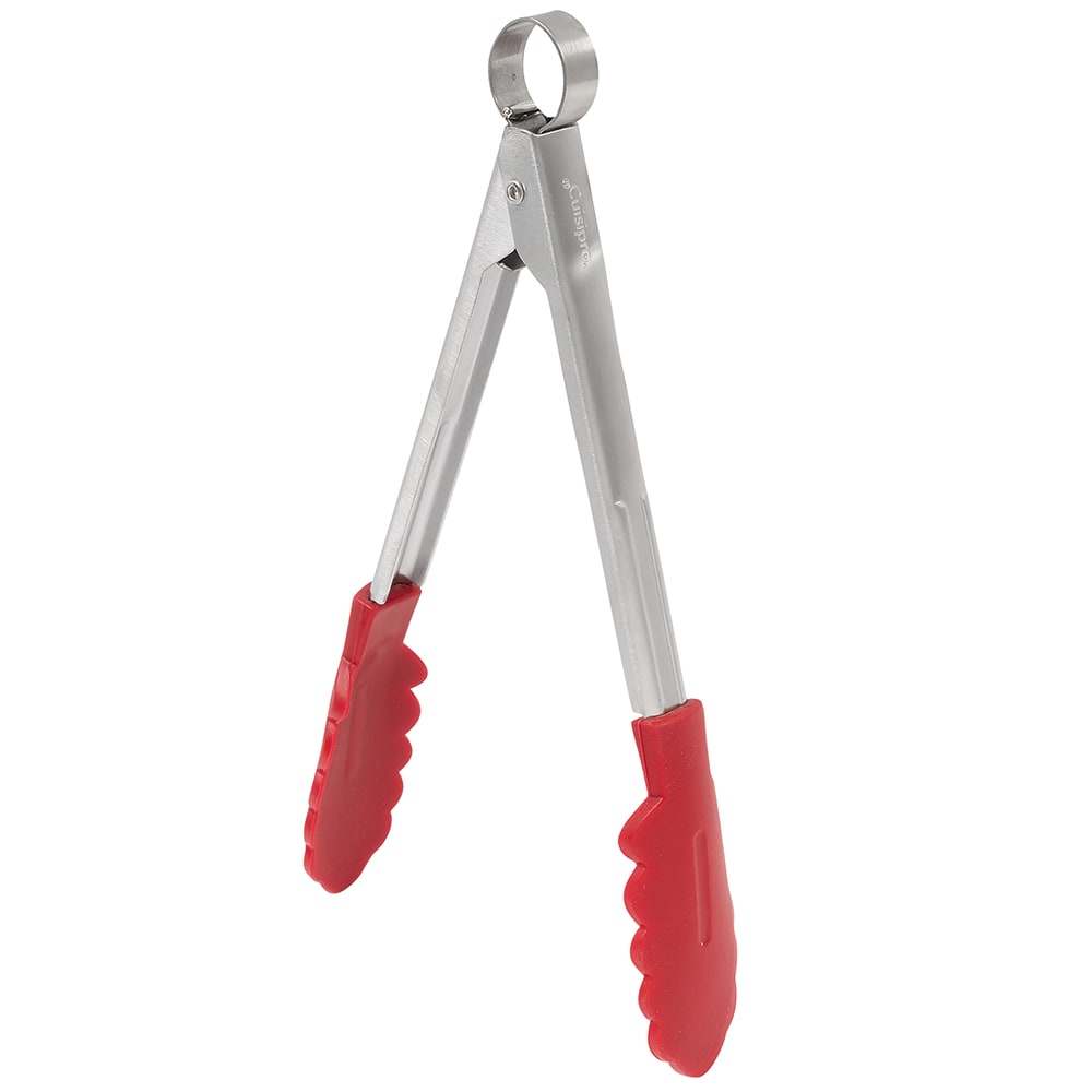Cuisipro 9 1/2" Non-Stick Silicone Locking Tongs, Red (74-708605)