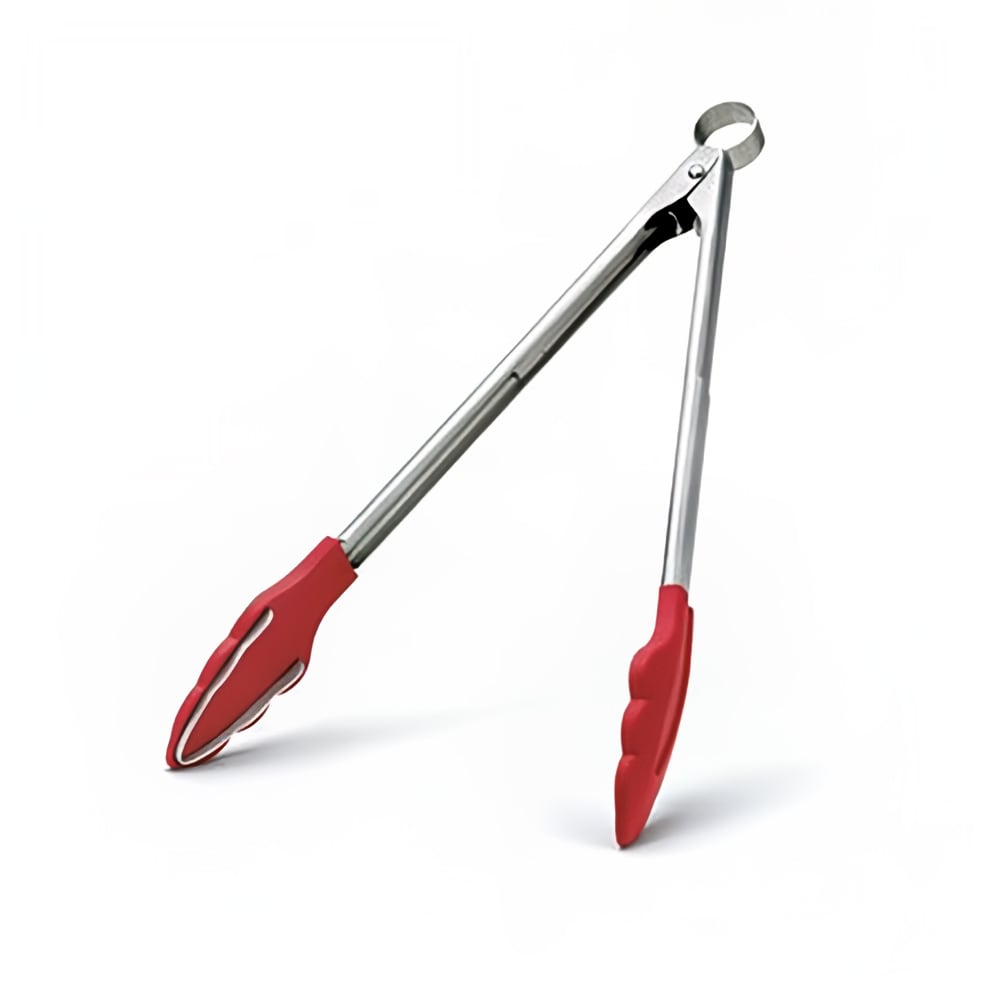 Cuisipro 12" Tongs w/ Teeth, Locking Pull Mechanism, Red (74-717805)