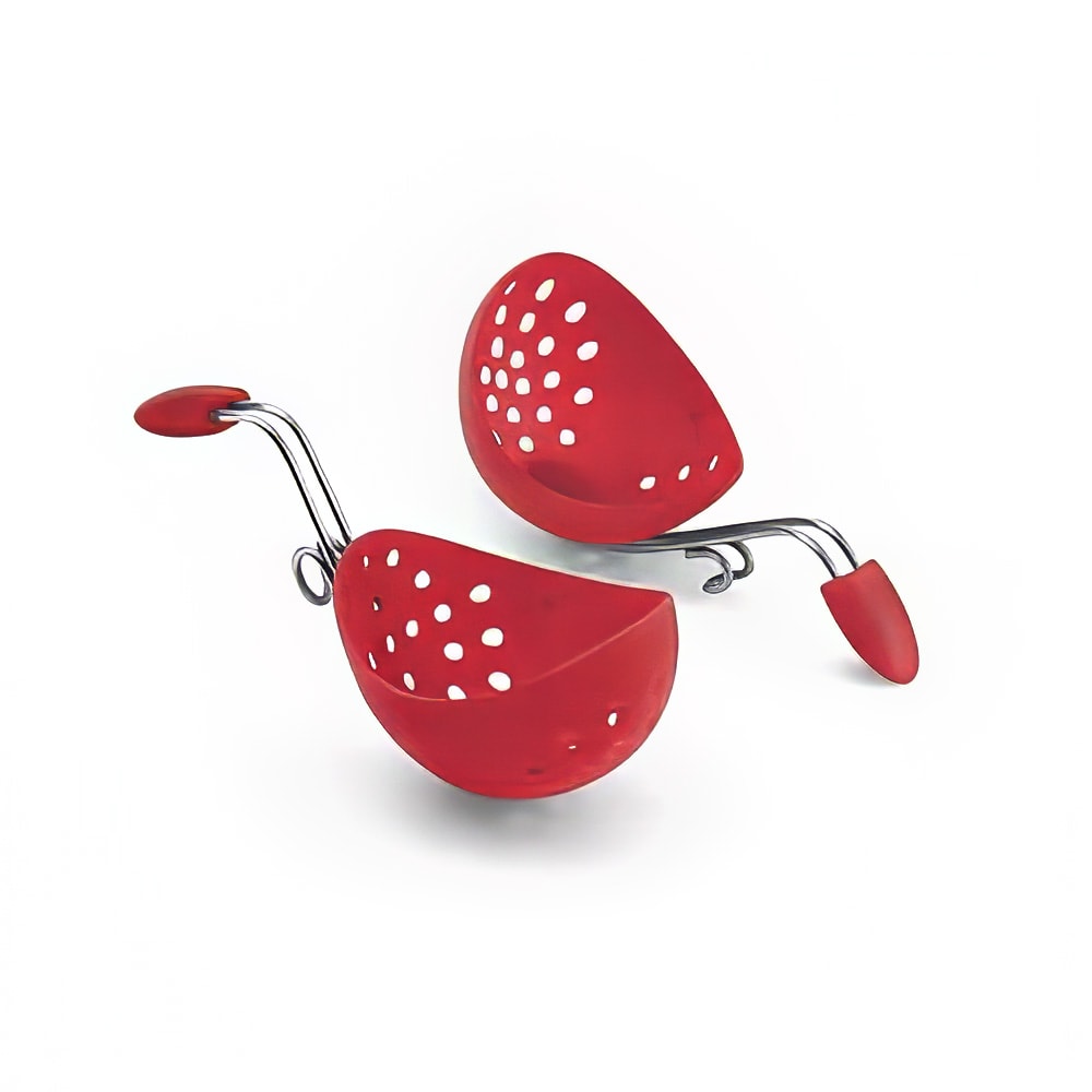 Cuisipro Set of 2 Egg Poachers w/ Hooks, Red (74-7182)
