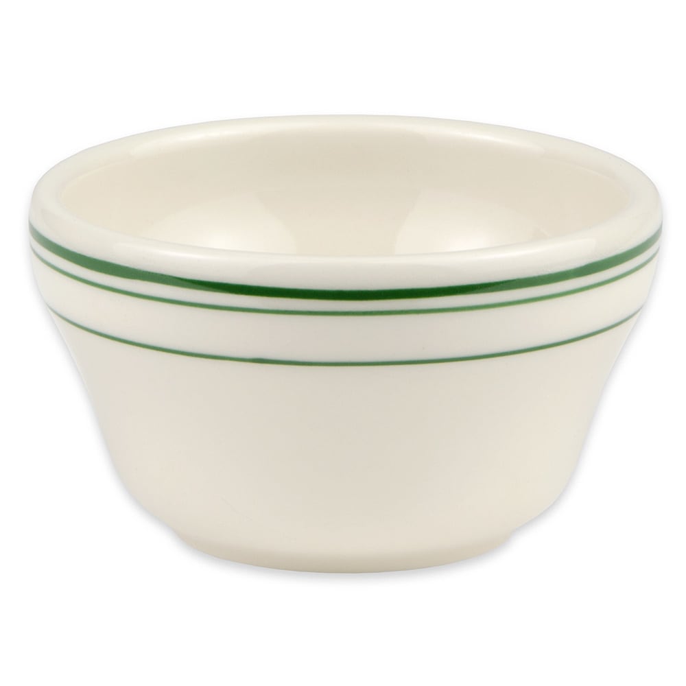 Homer Laughlin HL1011 7 1/4 oz Round Bouillon Bowl - China, Ivory w/ Green Band