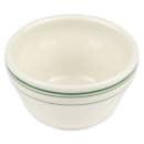 Homer Laughlin HL1011 7 1/4 oz Round Bouillon Bowl - China, Ivory w/ Green Band thumbnail 2