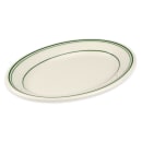 Homer Laughlin HL1531 9 1/2" x 6 3/4" Oval Platter - China, Ivory w/ Green Band thumbnail 3