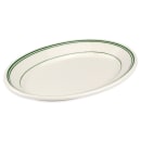 Homer Laughlin HL1541 10 1/2" x 7 1/4" Oval Platter - China, Ivory w/ Green Band thumbnail 3