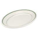 Homer Laughlin HL1551 11 3/4" Oval Platter - China, Ivory w/ Green Band thumbnail 3