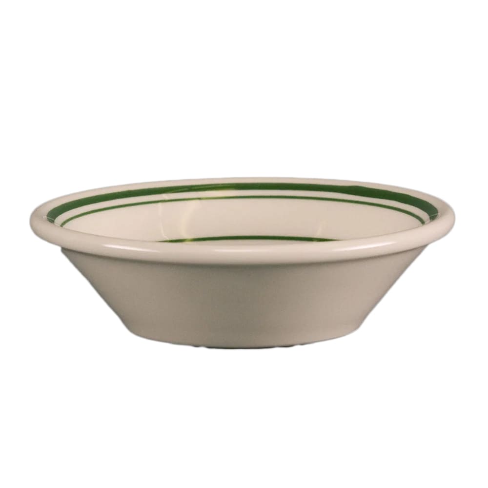 Homer Laughlin HL1621 4 1/2 oz Round Fruit Dish - China, White w/ Green Band