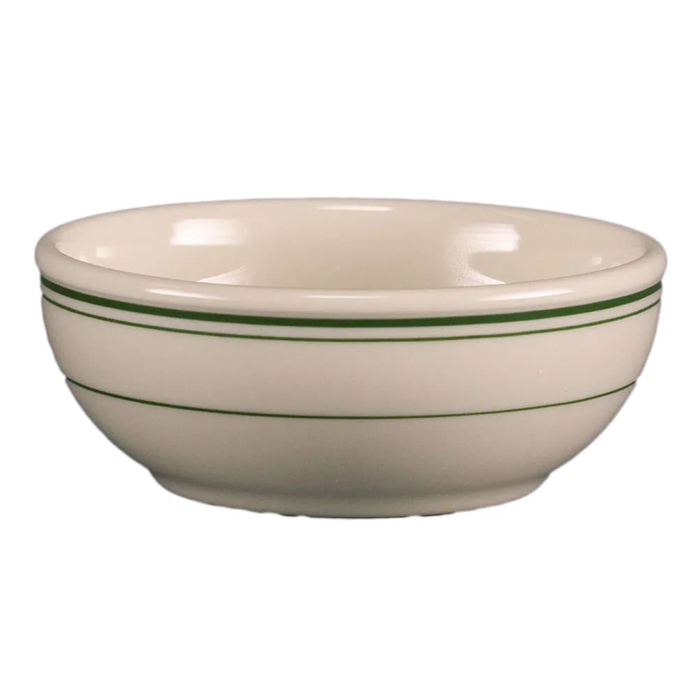 Homer Laughlin HL1941 11 oz Round Nappy Bowl - China, White w/ Green Band