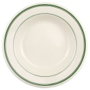 Homer Laughlin HL2531 12 3/4 oz Round Rim Soup Bowl - China, Ivory w/ Green Band thumbnail 3