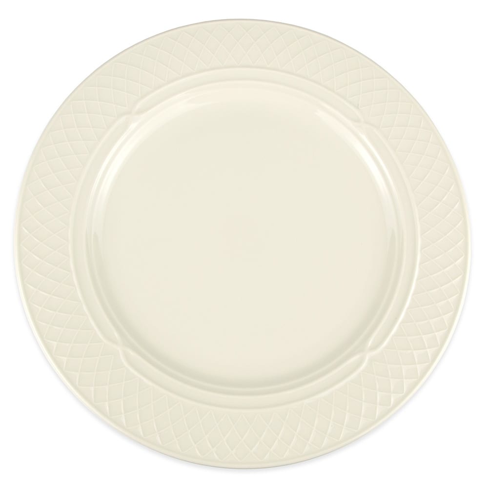 Homer Laughlin HL3427000 12 1/2" Round Gothic Blanc Plate - China, Ivory
