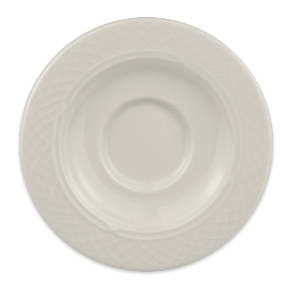 Homer Laughlin HL3557000 5 5/8" Round Gothic Blanc Saucer - China, Ivory