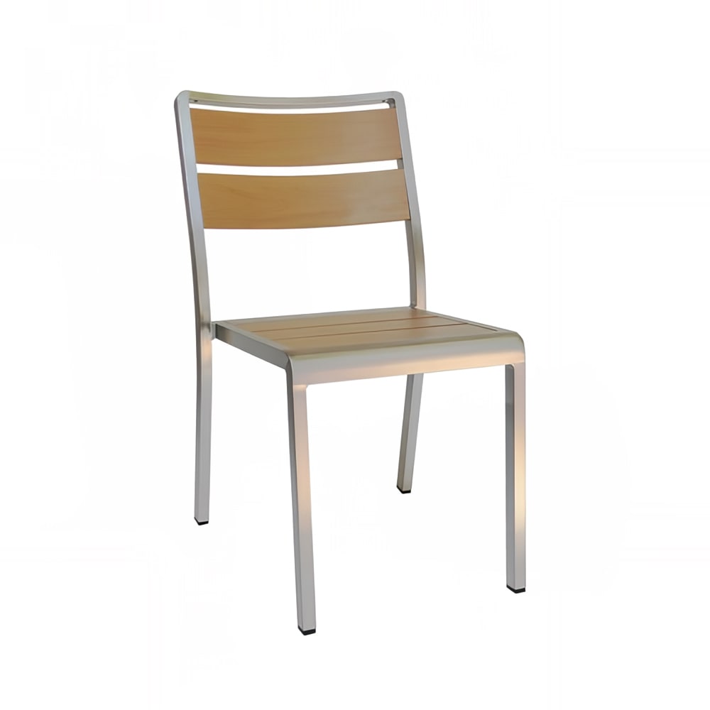 emu Sid Indoor/Outdoor Stackable Side Chair - Brown Aluminum w/ Silver Aluminum Frame (1020)