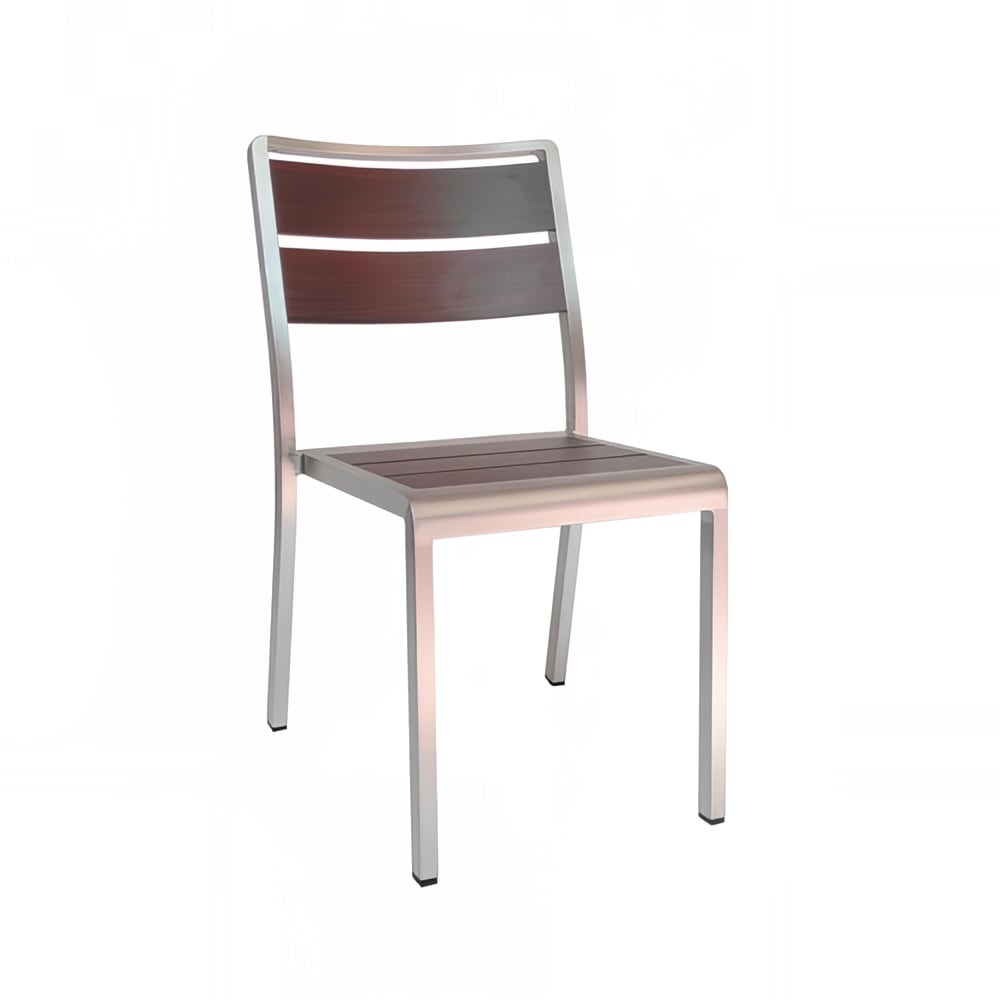 emu Sid Indoor/Outdoor Stackable Side Chair - Dark Brown Aluminum w/ Silver Aluminum Frame (1020)