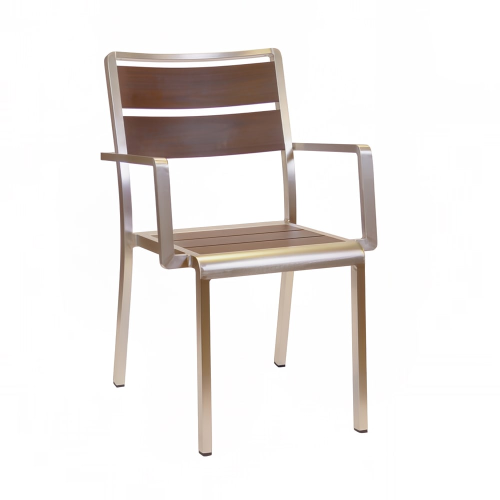emu Sid Indoor/Outdoor Stackable Armchair - Brown Aluminum w/ Silver Aluminum Frame (A1120)