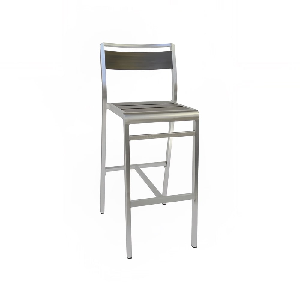 emu 42 1/2" Sid Barstool w/ Wenge Slat Back & Seat - Aluminum, Silver (1220)