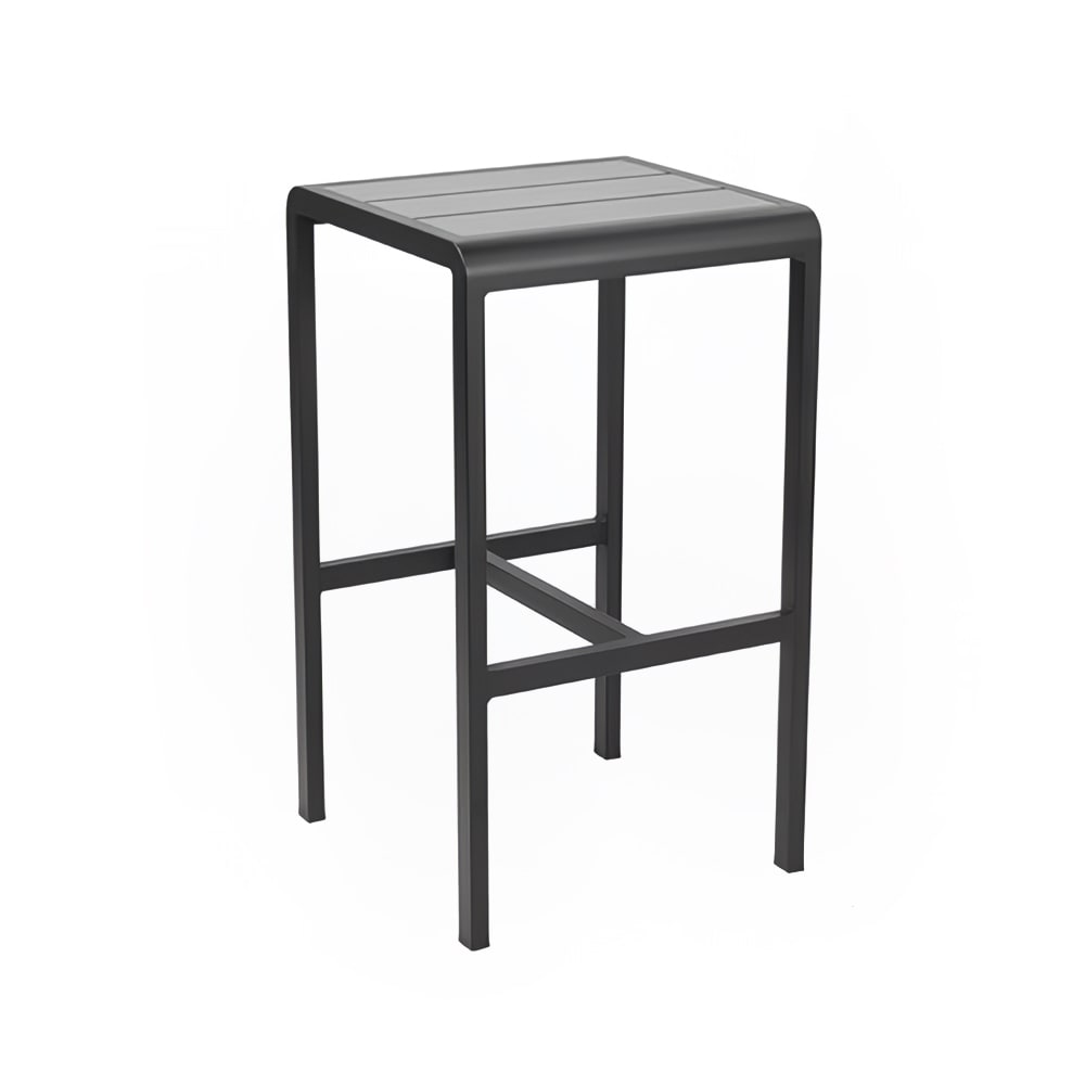 emu 30" Sid Backless Barstool w/ Gray Slat Seat - Aluminum, Black (AB1221)