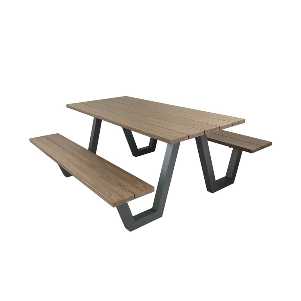 emu Rectangular Outdoor Picnic Table - 72" x 70", Antique Iron & Walnut (A1820)