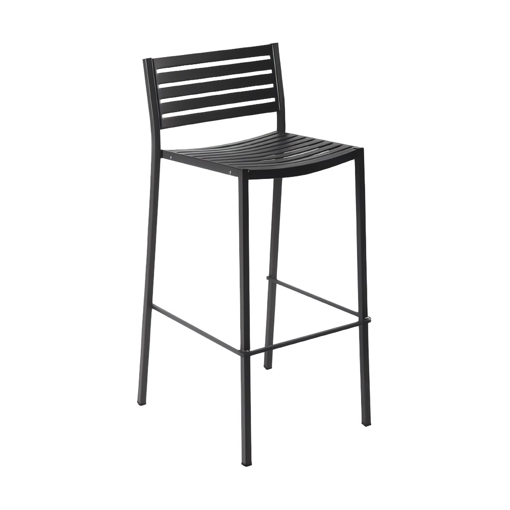 emu Stacking Bar Stool w/ Steel Slat Back & Steel Seat, Iron (264)
