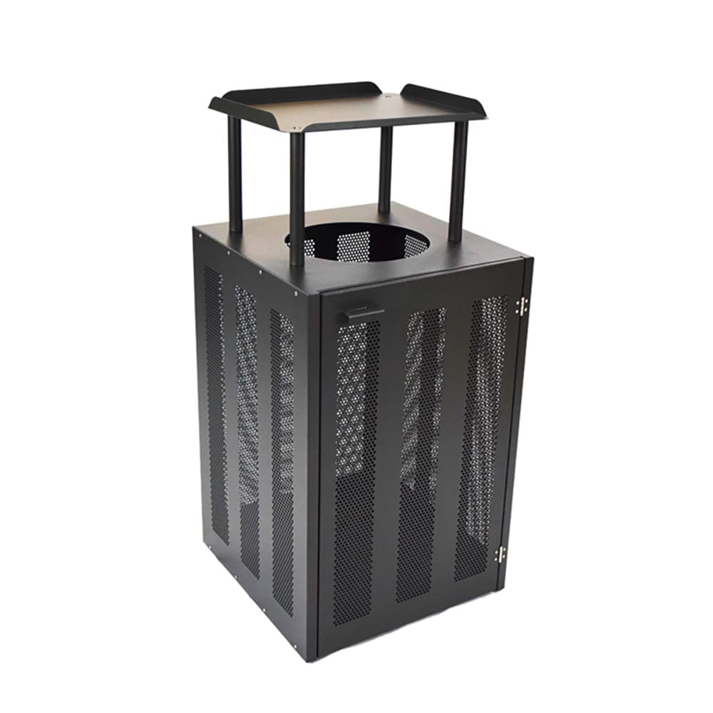 emu Outdoor Litter Bin w/ Tray - 22"W x 22"d x 45"H, Steel w/ Iron Finish (886)