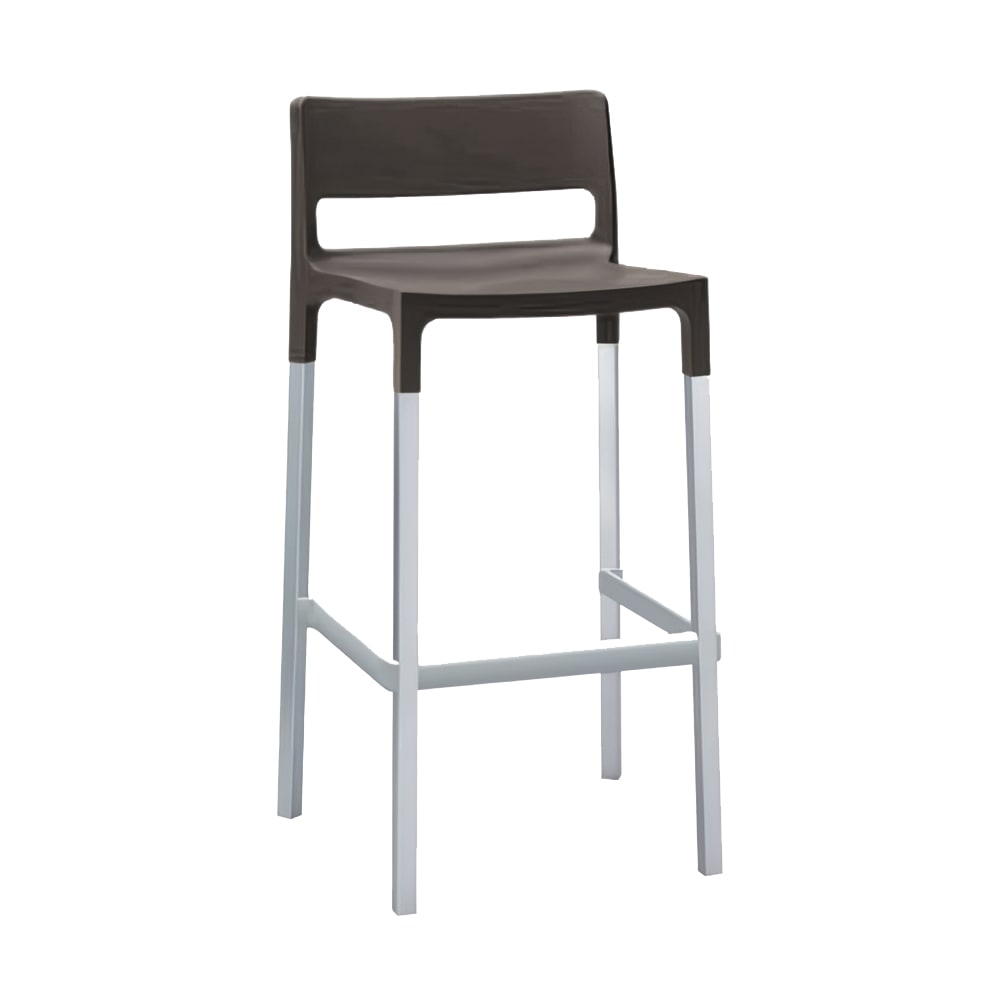 emu 39" Olly Barstool w/ Solid Back & Seat - Aluminum/Plastic, Anthracite (9208)