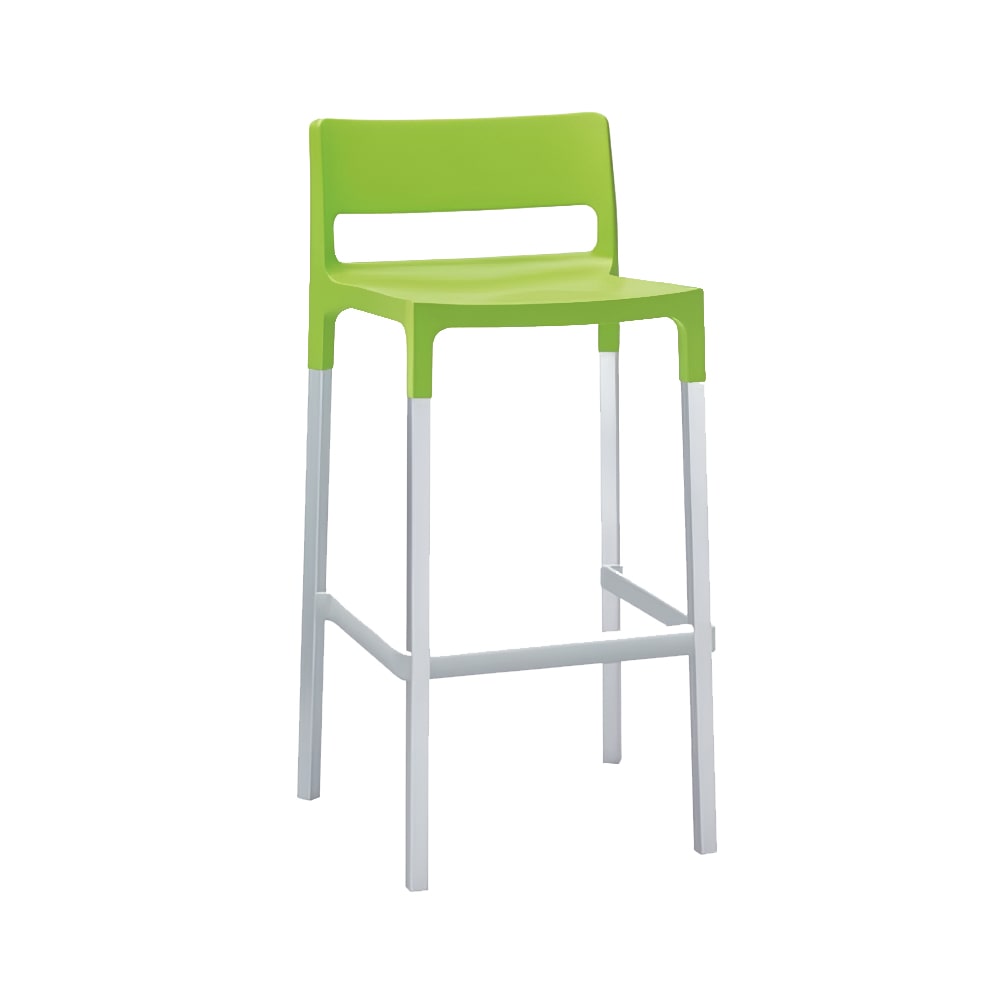 emu 39" Olly Barstool w/ Solid Back & Seat - Aluminum/Plastic, Green (9208)