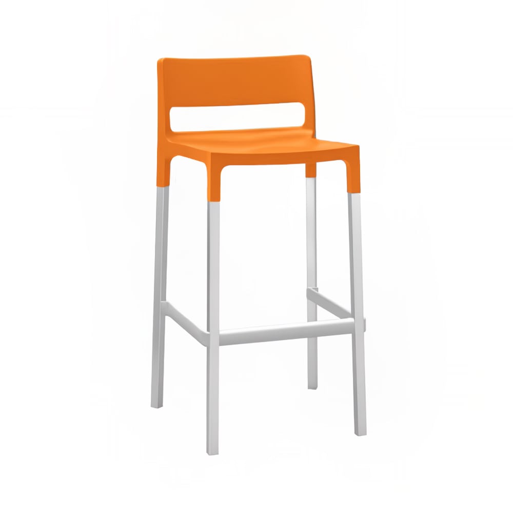 emu 39" Olly Barstool w/ Solid Back & Seat - Aluminum/Plastic, Orange (9208)