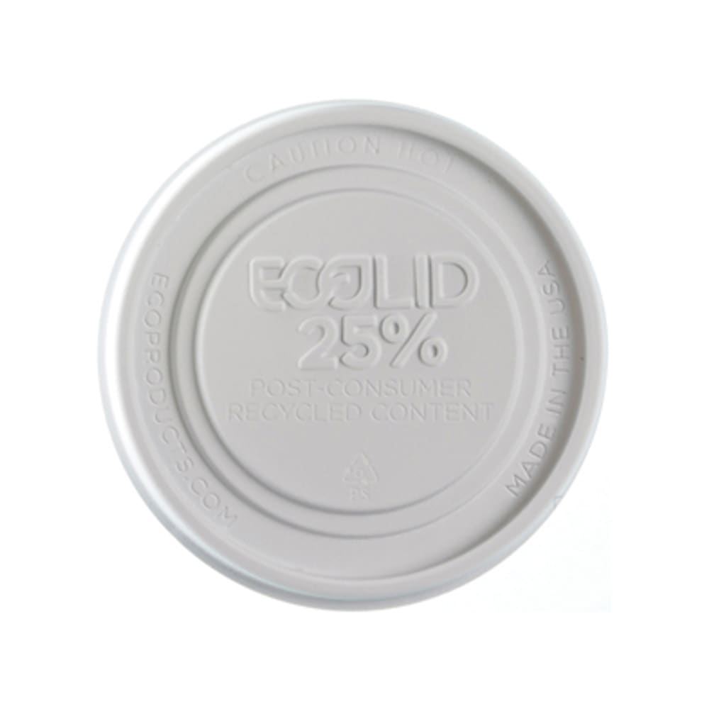 Eco Products BlueStripe™ EcoLid® Flat Lid 12 to 32 oz Food Containers - Polystyrene, White (EP-BRSCLID-L)