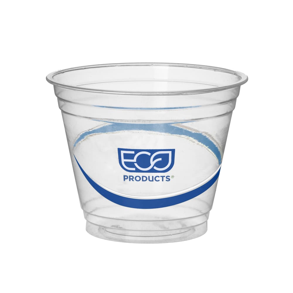 Eco Products 9 oz BlueStripe™ Disposable Cold Cup - PET, Clear (EP-CR9)