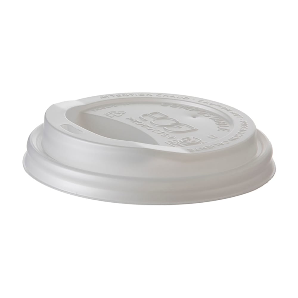 Eco Products GreenStripe® EcoLid® Dome Lid for 10 to 20 oz Hot Cups - PLA, White (EP-ECOLID-W)