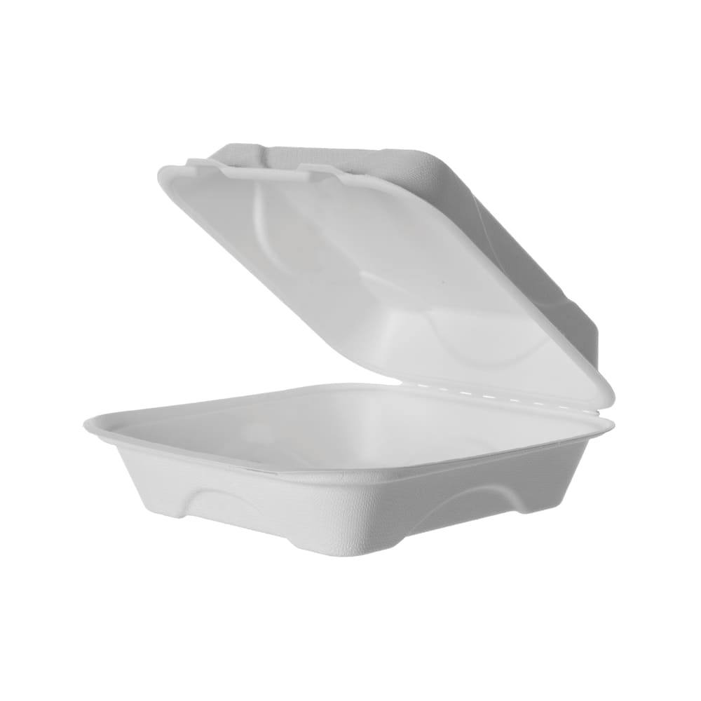 Eco Products Hinged Lid Food Container - 8" x 8" x 3", Molded Fiber (EP-HC81)