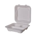 Eco Products Vanguard® (3) Compartment Hinged Lid Food Container - 8" x 8" x 3", Molded Fiber (EP-HC83NFA) thumbnail 2
