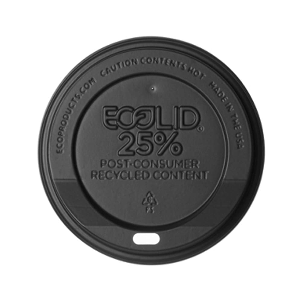 Eco Products BlueStripe™ EcoLid® Flat Lid for 10 to 20 oz Hot Cups - Polystyrene, Black (EP-HL16-BR)
