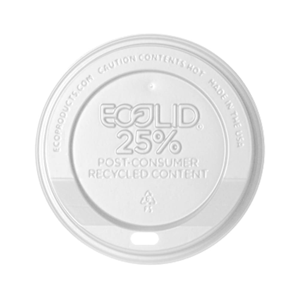 Eco Products BlueStripe™ EcoLid® Flat Lid for 10 to 20 oz Hot Cups - Polystyrene, White (EP-HL16-WR)