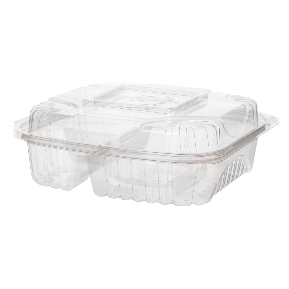 Eco Products (3) Compartment Hinged Lid Food Container - 8" x 8" x 3", PLA (EP-LC83)