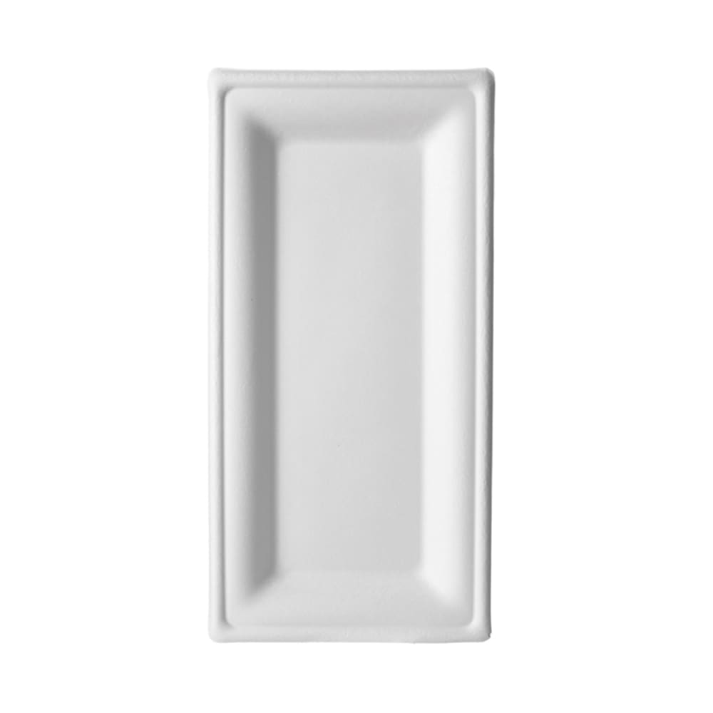 Eco Products Vanguard® WorldView™ Rectangular Disposable Plate - 10" x 5", Molded Fiber, White (EP-P024NFA)