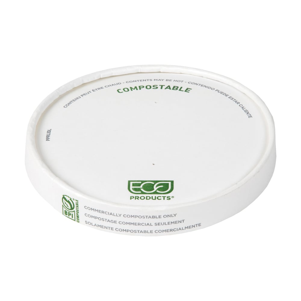 Eco Products World Art™ Flat Lid for 12 to 32 oz Food Containers - Paper, White (EP-PPRLIDL)
