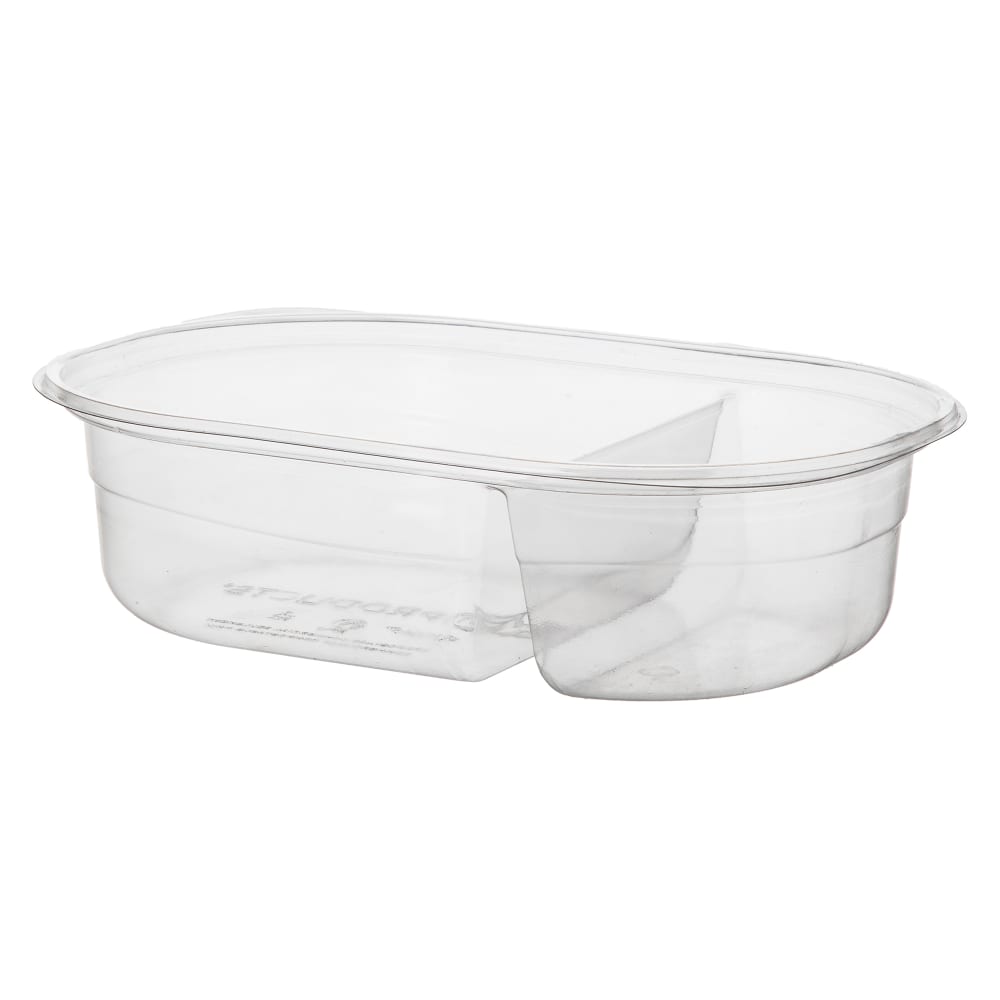 Eco Products 32 oz Deli Container w/ (2) Compartments - PLA, Clear (EP-RV322)