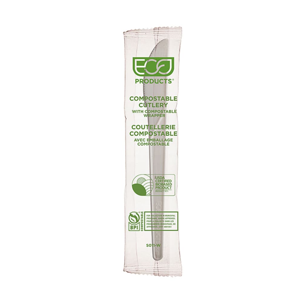 Eco Products 6" Plantware® Disposable Knife - PLA, White (EP-S011-W)