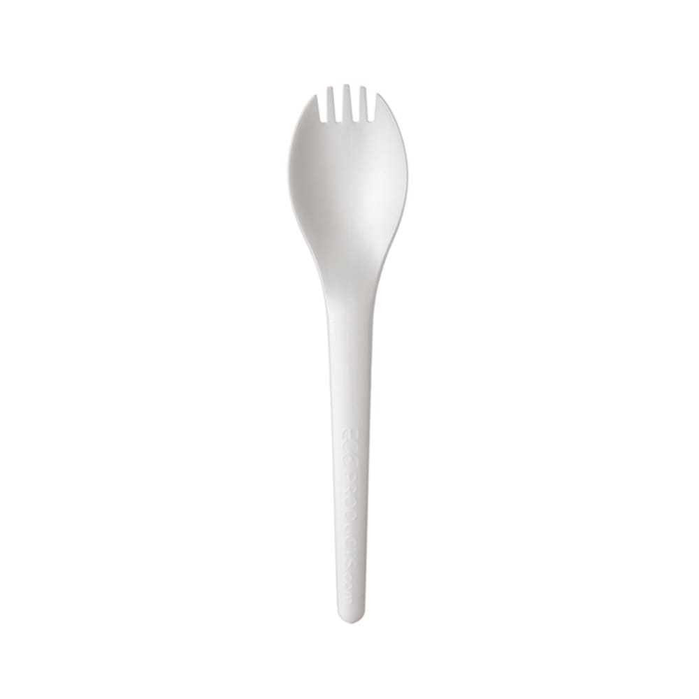 Eco Products 6" Plantware® Disposable Spork - PLA, White (EP-S018)