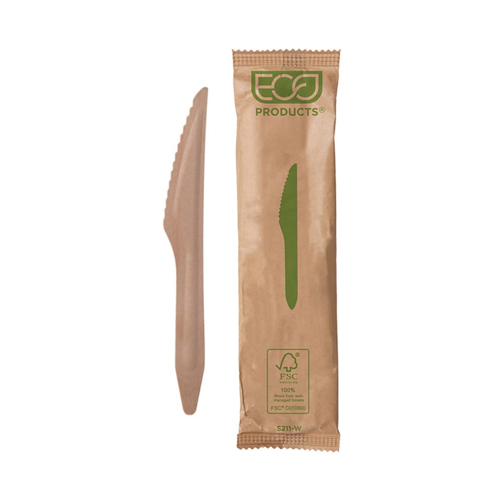 Eco Products 6 1/2" Disposable Knife - Birch Wood (EP-S211-W)