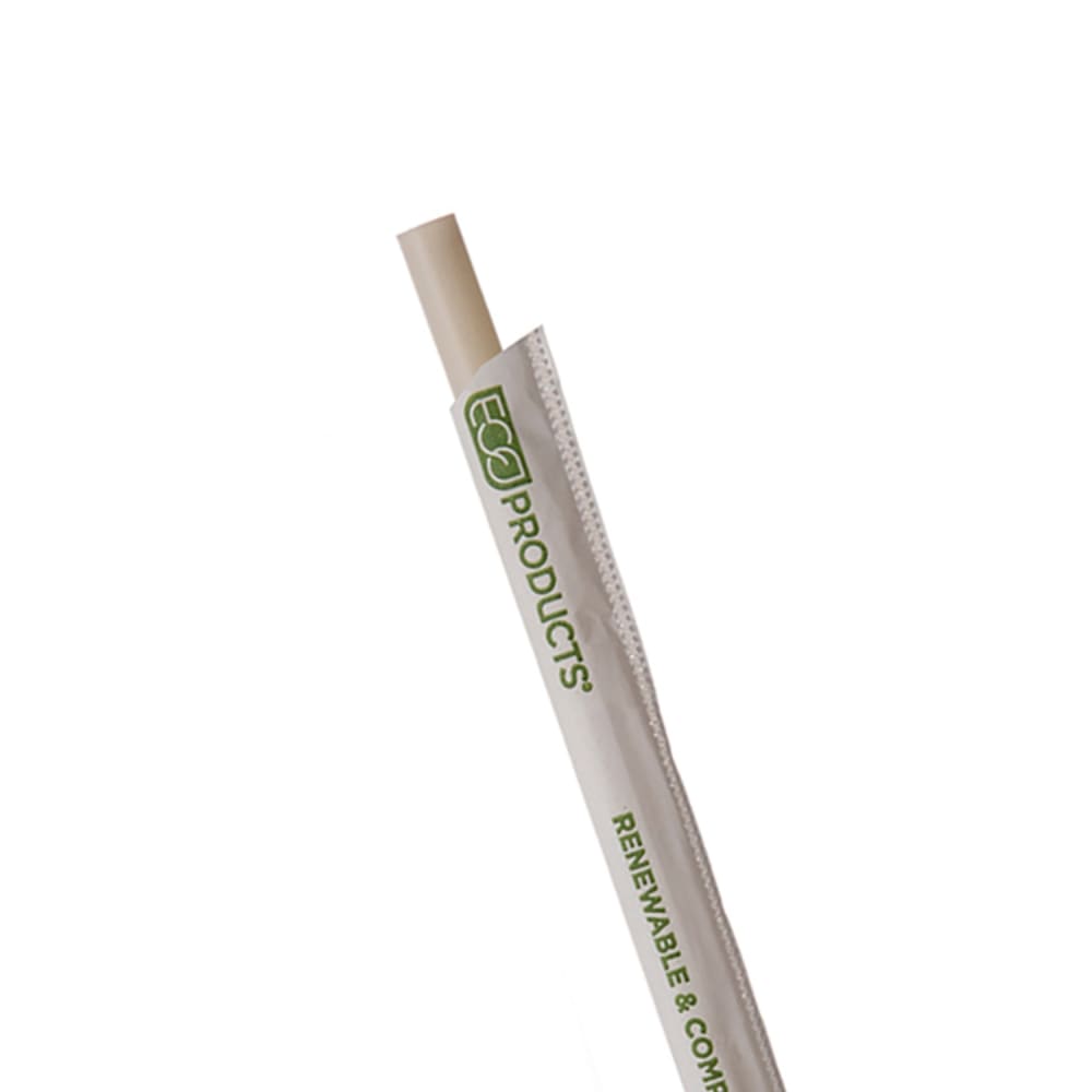 Eco Products 7 1/2" Wrapped Straws - PHA, Natural White (EP-STPHA775)