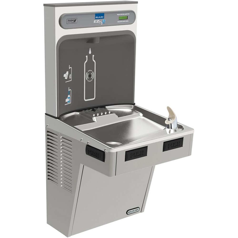 Elkay EMABFDWSLK Wall Mount Drinking Fountain w/ Bottle Filler - Non Refrigerated, Light Gray