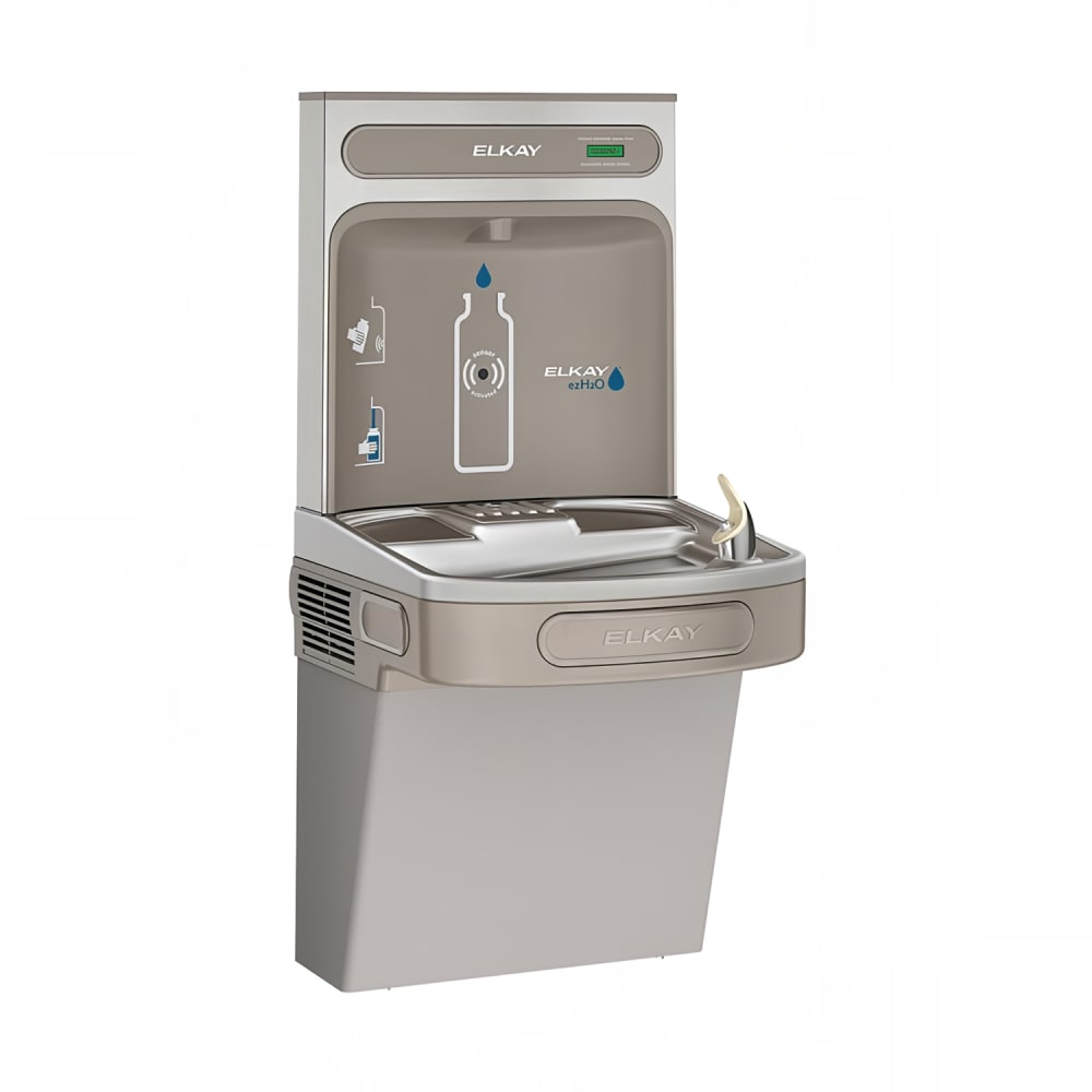 Elkay EZS8WSLK Wall Mount Drinking Fountain w/ Bottle Filler - Non Filtered, Refrigerated, Light Gray
