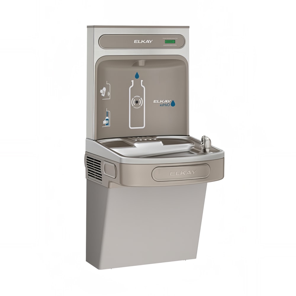 Elkay EZS8WSVRLK Wall Mount Drinking Fountain w/ Bottle Filler - Non Filtered, Refrigerated, Light Gray
