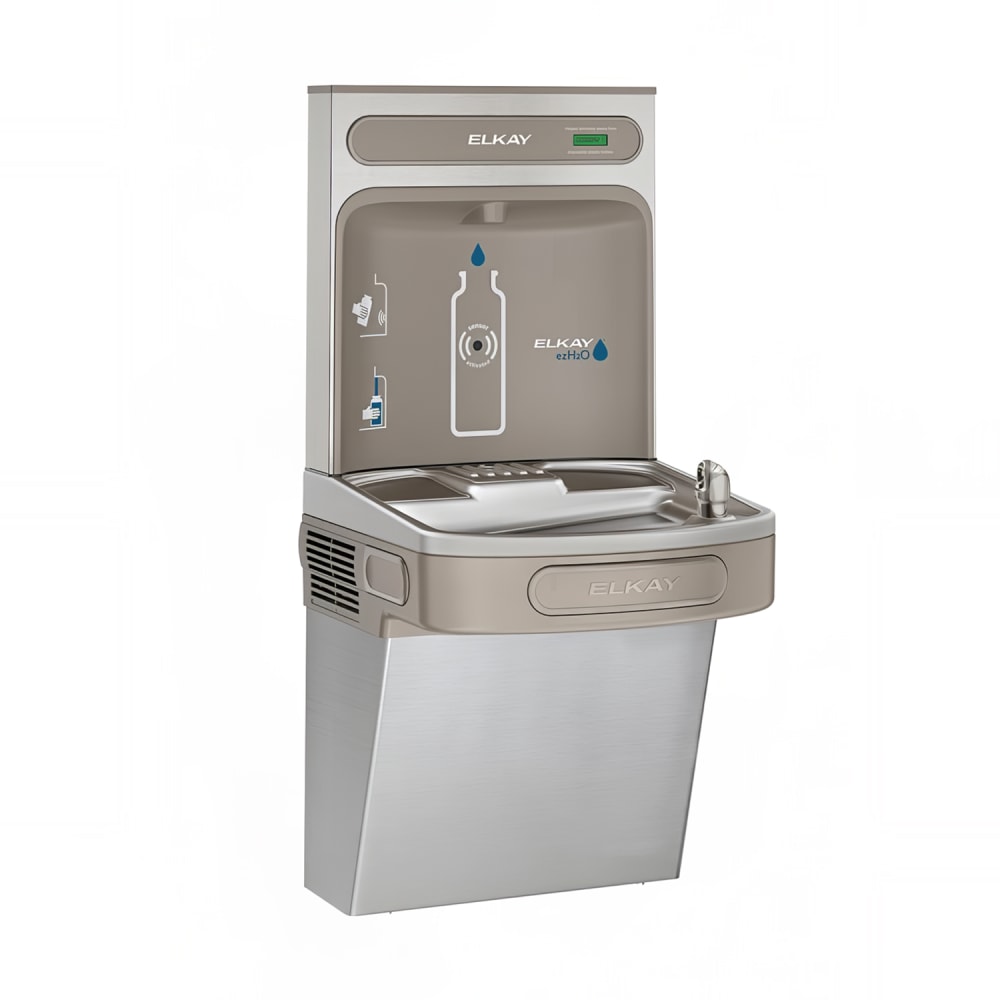 Elkay EZS8WSVRSK Wall Mount Drinking Fountain w/ Bottle Filler - Non Filtered, Refrigerated, Stainless