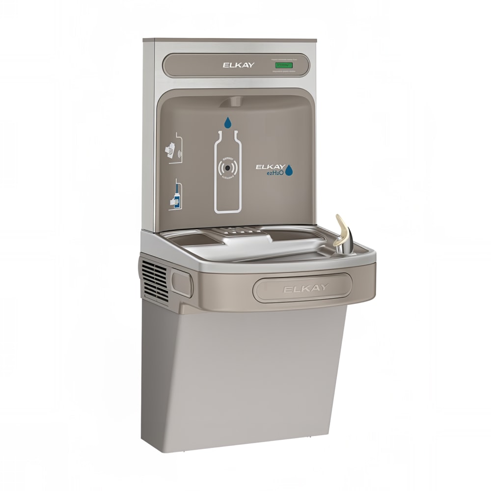 Elkay EZSDWSLK Wall Mount Drinking Fountain w/ Bottle Filler - Non Filtered, Non Refrigerated, Light Gray