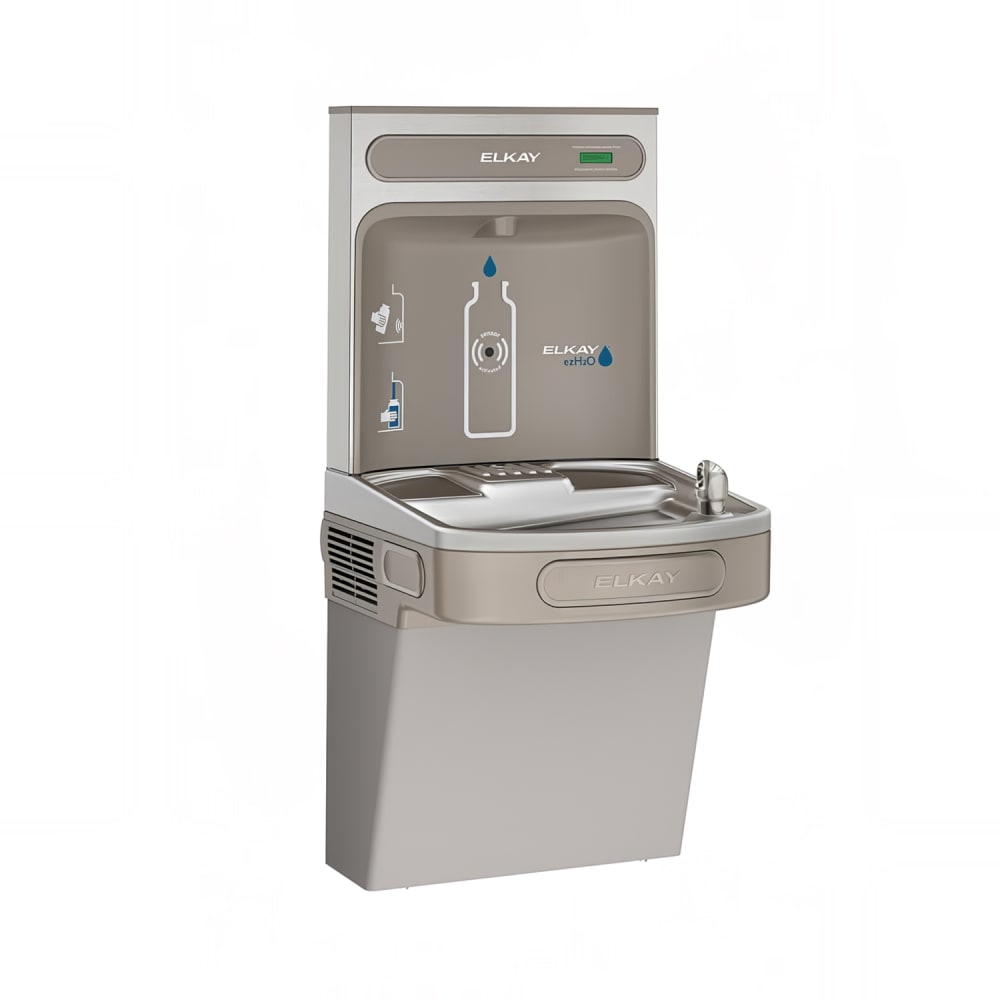 Elkay EZSDWSVRLK Wall Mount Drinking Fountain w/ Bottle Filler - Non Filtered, Non Refrigerated, Light Gray